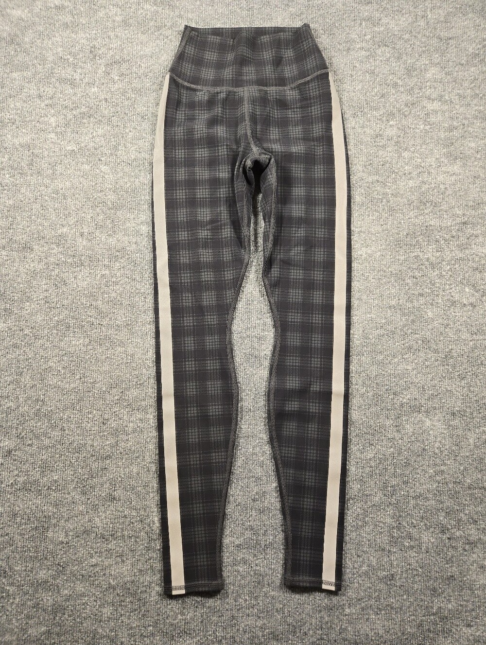 Alo Yoga Vapor High Waisted Plaid Leggings Gray Checked Athletic Yoga Pants XXS